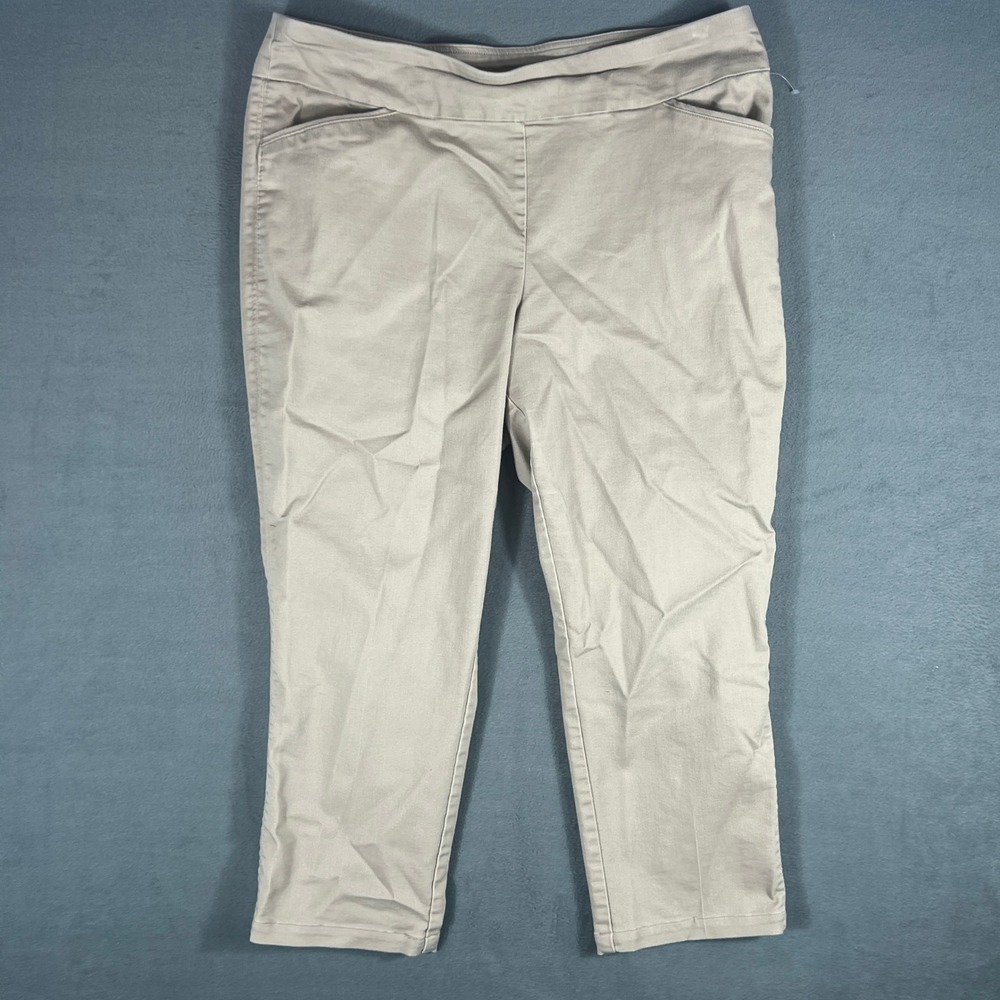 Croft & Barrow Womens Pants 16 SHORT Khaki Effortless Stretch Pull On Ankle